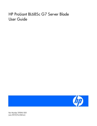 HP ProLiant BL685c G7 Server Blade User Guide - cover page