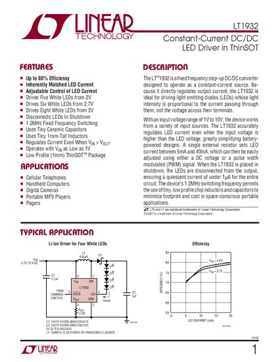Linear Technology LT1932 Datasheet - cover page