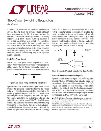 Linear Technology AN35 Step-Down Switching Regulators Application Note - cover page