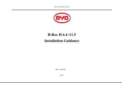 BYD B-Box HV Installation Guide - cover page