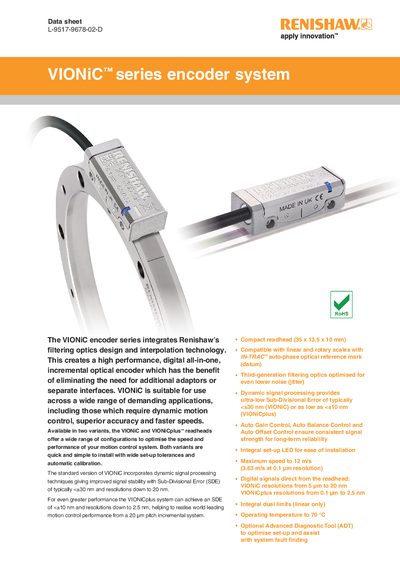 Renishaw VIONiC Series Encoder System Data Sheet - cover page