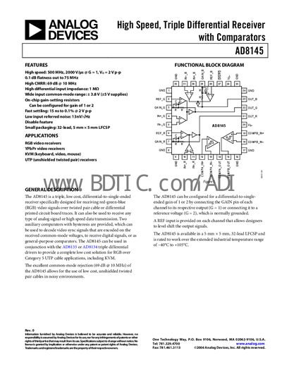Analog Devices AD8145 Datasheet - cover page