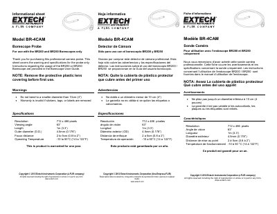 Extech BR-4CAM Borescope Probe Informational Sheet - cover page