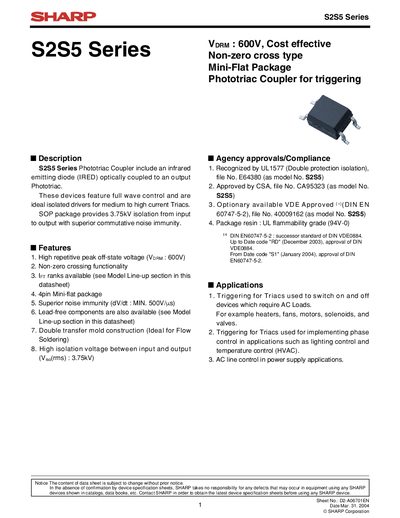 SHARP S2S5 Series Manual - cover page