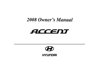 Hyundai 2008 Models Owner's Manual - cover page
