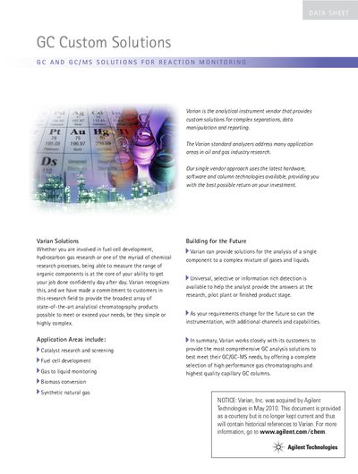 Agilent CP-4900/450-GC Gas Chromatograph Custom Solutions Brochure - cover page