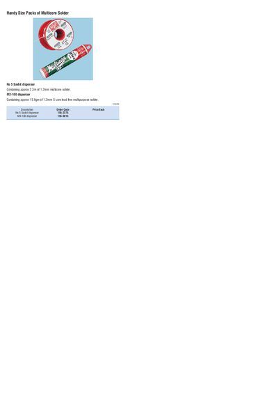 BIB No 5 Savbit dispenser 155-2275 MX-100 dispenser 155-3015 - cover page