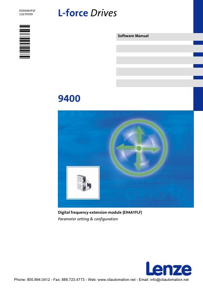 Lenze 9400 Digital Frequency Extension Module Software Manual - cover page