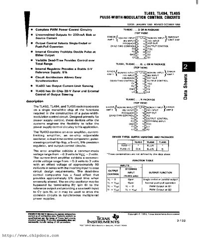 Texas Instruments TL493 TL494 TL495 Datasheet - cover page