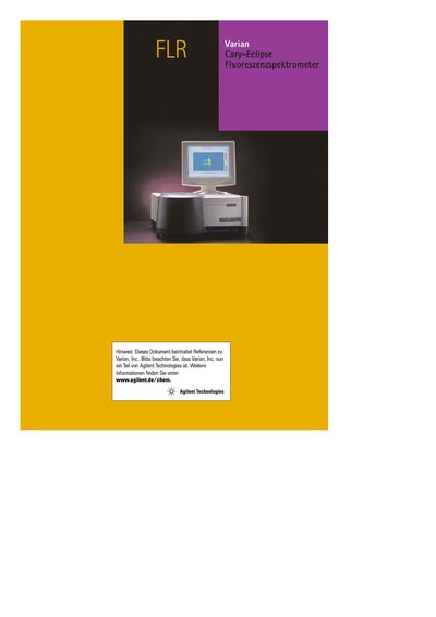 Agilent Cary-Eclipse Fluorescence Spectrometer Product Leaflet - cover page