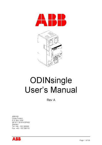 ABB ODINsingle User Manual Rev A - cover page