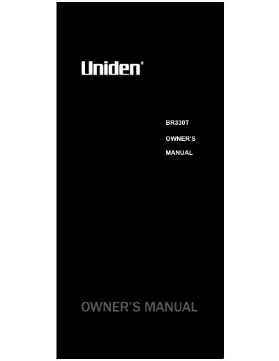 Uniden BR330T Scanner Owner's Manual - cover page
