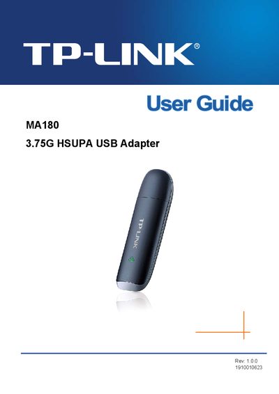 TP-Link MA180 3.75G HSUPA USB Adapter User Guide - cover page