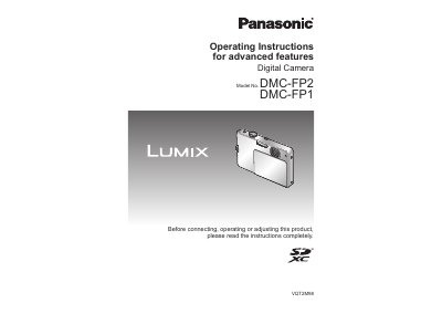 Panasonic DMC-FP1/FP2 Advanced Features Operating Instructions - cover page