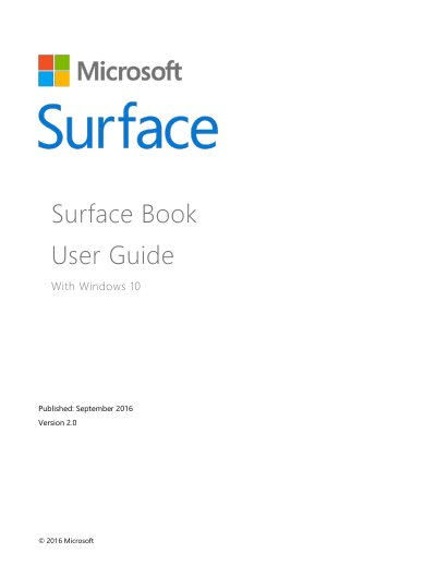 Microsoft Surface Book User Guide - cover page