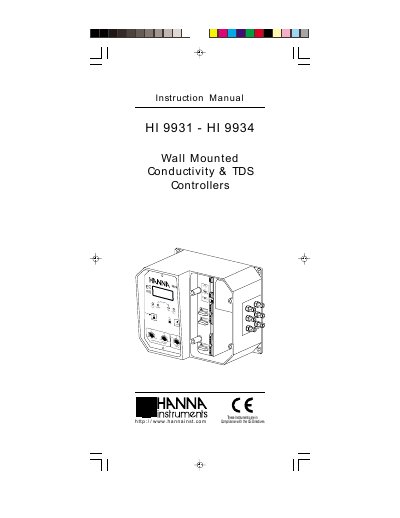 Hanna Instruments HI 9931/9934 Wall-Mounted Conductivity & TDS Controllers Instruction Manual - cover page