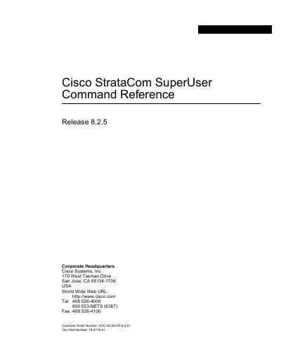 Cisco StrataCom SuperUser Command Reference Release 8.2.5 - cover page