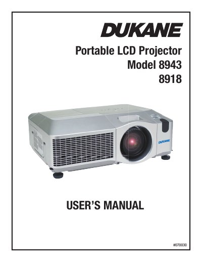 Dukane 8943/8918 Portable LCD Projector User's Manual - cover page