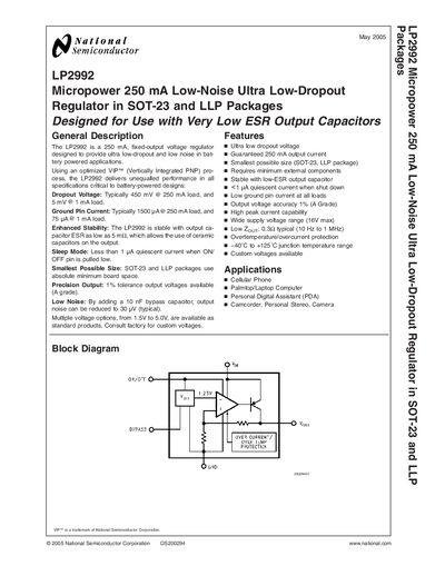 National Semiconductor LP2992 Datasheet - cover page