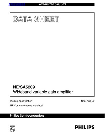 Philips NE/SA5209 Wideband Variable Gain Amplifier Data Sheet - cover page