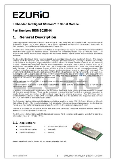 EZURIO BISMS02BI-01 Manual - cover page