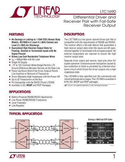 Linear Technology LTC1690 Datasheet - cover page