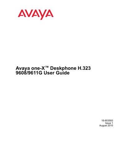 Avaya one-X Deskphone H.323 9608/9611G User Guide - cover page