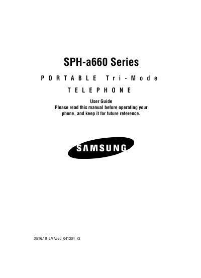 Samsung SPH-a660 Portable Tri-Mode Telephone User Guide - cover page