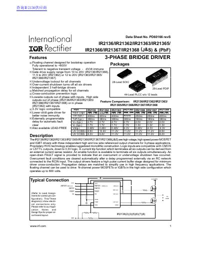 International Rectifier IR2136/IR21362/IR21363/IR21365/ IR21366/IR21367/IR21368 (J S) (PbF) handbook - cover page