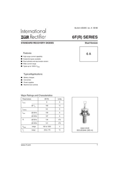 International Rectifier 6F(R) Series Datasheet Bulletin 120206 - cover page
