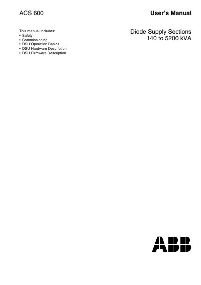 ABB ACS 600 Diode Supply Sections User Manual - cover page