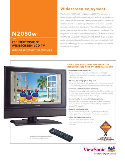 ViewSonic N2050w Television User Manual - cover page
