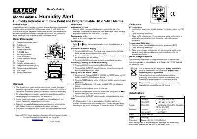 Extech 445814 Humidity Alert User Guide - cover page