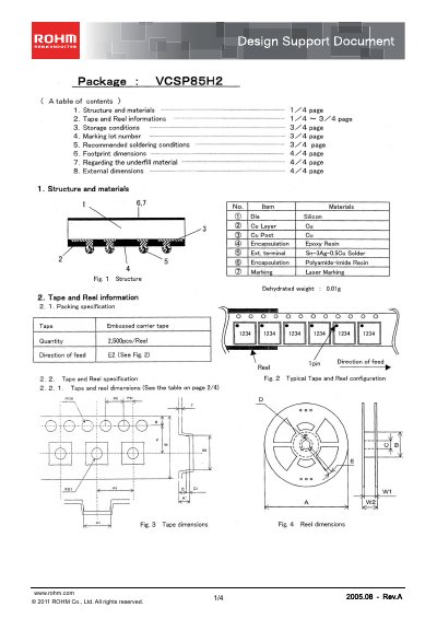 ROHM VCSP85H2 Package Design Support Document - cover page