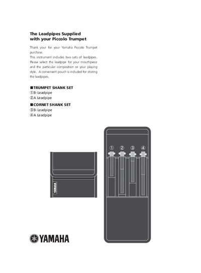 Yamaha Piccolo Trumpet Leadpipe Selection Guide - cover page