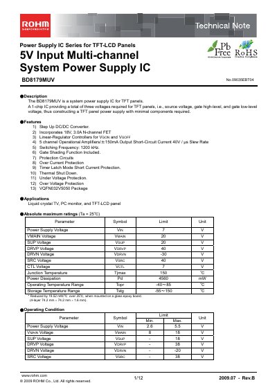 ROHM BD8179MUV Technical Note - cover page