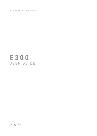 iriver E300 User Manual - cover page