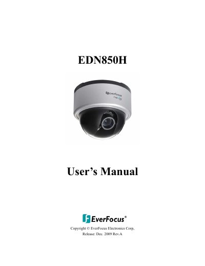 EverFocus EDN850H Network Dome Camera User's Manual - cover page