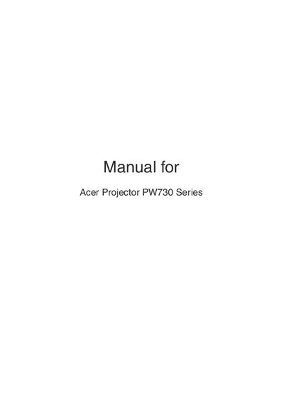 Acer PW730 Series Projector User Manual - cover page