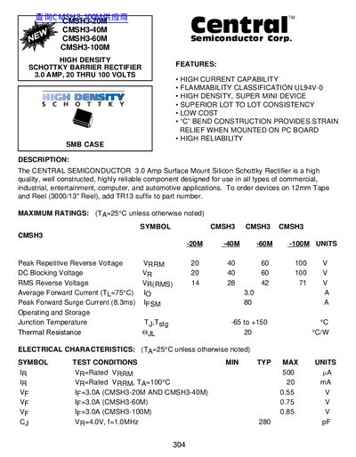 Central CMSH3-20M CMSH3-40M CMSH3-60M CMSH3-100M handbook - cover page