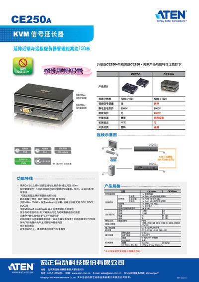 ATEN CE250A KVM Signal Extender Manual - cover page