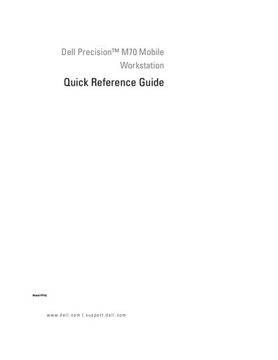 Dell Precision M70 Mobile Workstation Quick Reference Guide