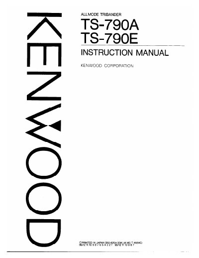 Kenwood TS-790A/TS-790E Instruction Manual - cover page