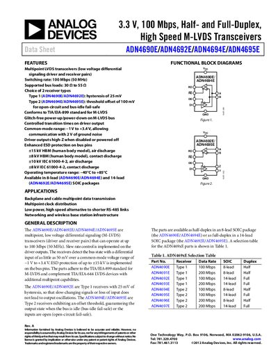 Analog Devices ADN4694E Datasheet - cover page
