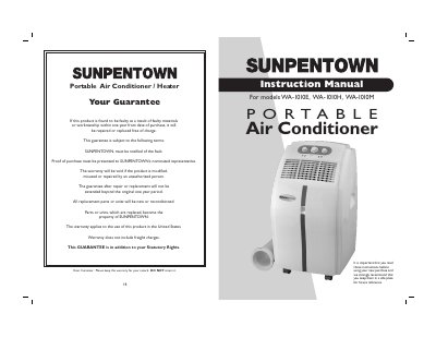 Sunpentown WA-1010E/WA-1010H/WA-1010M Portable Air Conditioner/Heater User Manual - cover page