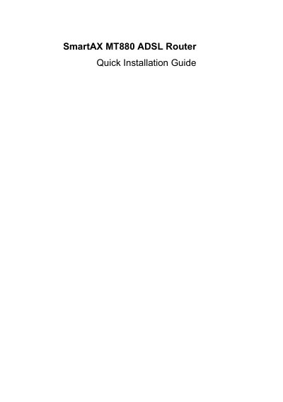 Huawei SmartAX MT880 ADSL Router Quick Installation Guide - cover page