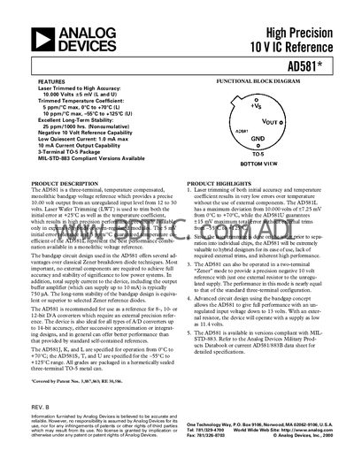 Analog Devices AD581 Handbook - cover page