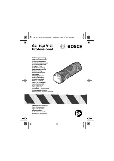 Bosch GLI 10.8 V-LI Professional Worklight User Manual - cover page