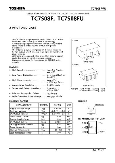 THSHIBA TC7S08F TC7S08FU Manual(1) - cover page