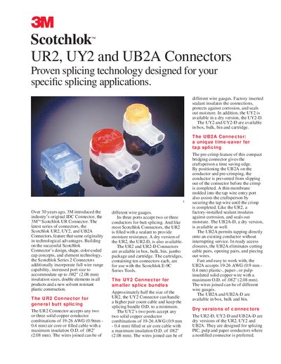 3M Scotchlok UR2 UY2 UB2A Connectors User Manual - cover page